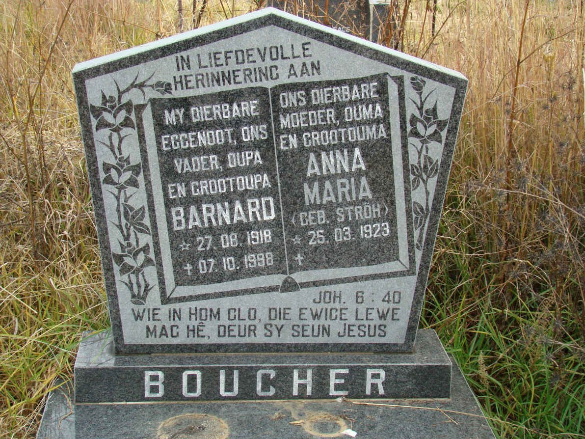 BOUCHER Barnard 1918-1998 &amp; Anna Maria STROH 1923-