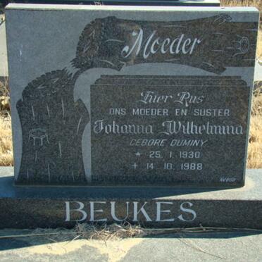 BEUKES Johanna Wilhelmina nee DUMINY 1930-1988