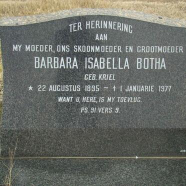 BOTHA Barbara Isabella nee KRIEL 1895-1977