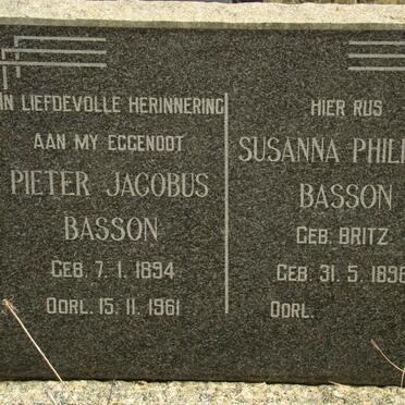 BASSON Pieter Jacobus 1894-1961 &amp; Susanna Philipina BRITZ 1896-