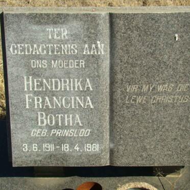 BOTHA Hendrika Francina nee PRINSLOO 1911-1981