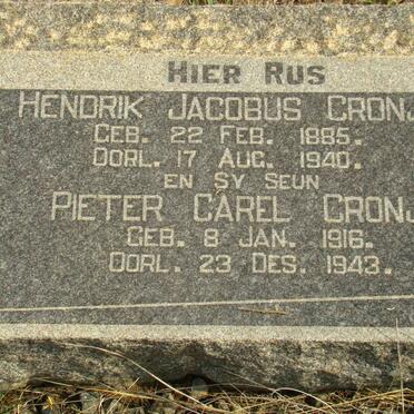 CRONJE Hendrik Jacobus 1885-1940 :: CRONJE Pieter Carel 1916-1943