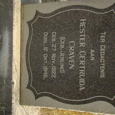 CRAVEN Hester Gertruida nee JERLING 1922-1946