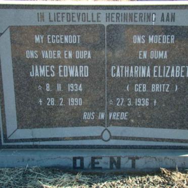 DENT James Edward 1934-1990 &amp; Catharina Elizabeth BRITZ 1936-