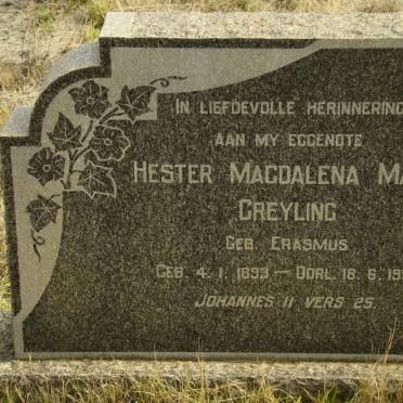 GREYLING Hester Magdalena Maria nee ERASMUS 1893-1958