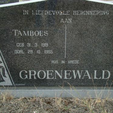 GROENEWALD Tamboes 1919-1985