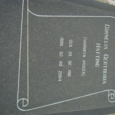 HATTING Cornelia Gertruida nee KRUGER 1916-2004