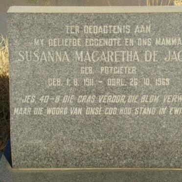 JAGER Susanna Magaretha, de nee POTGIETER 1911-1969