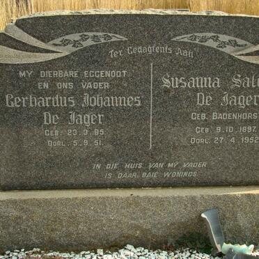 JAGER Gerhardus Johannes, de 1895-1951 &amp; Susanna Salomina BADENHORST 1897-1952