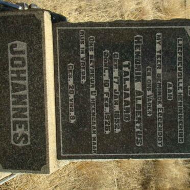 JOHANNES Hendrik Albertus Taljaard 1852-1925