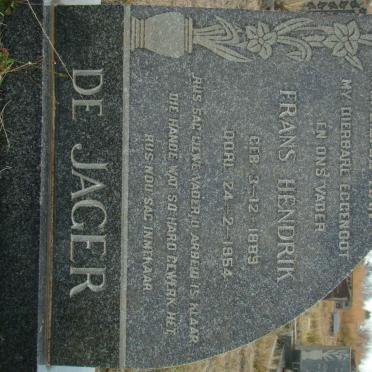 JAGER Frans Hendrik, de 1889-1954