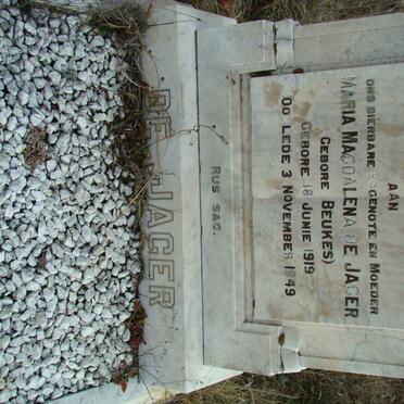 JAGER Maria Magdalena, de nee BEUKES 1919-1949