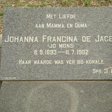 JAGER Johanna Francina, de 1893-1982