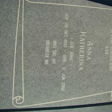 JACOBS Anna Katherina nee RINKE 1933-2002