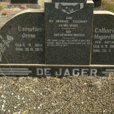 JAGER Cornelius Janse, de 1880-1960 &amp; Catharina Magaretha HATTING 1903-1987