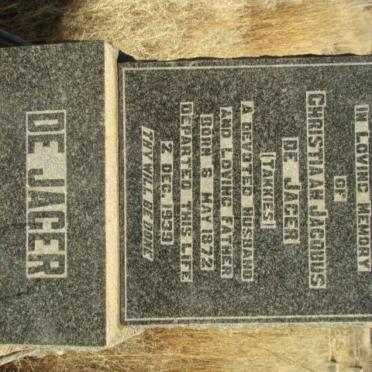 JAGER Christiaan Jacobus, de 1872-1939