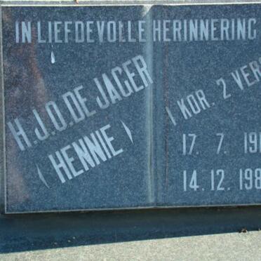 JAGER H.J.O., de 1914-1989