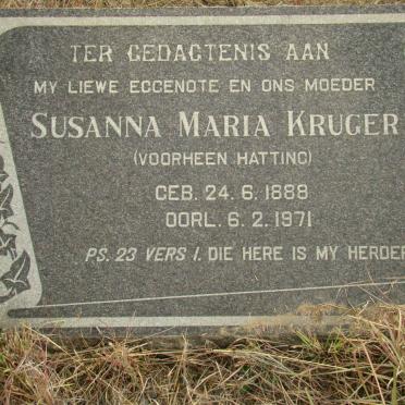 KRUGER Susanna Maria nee HATTING 1888-1971