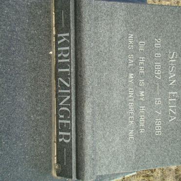 KRITZINGER Susan Eliza 1897-1986