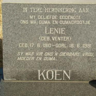 KOEN Lenie nee VENTER 1910-1981