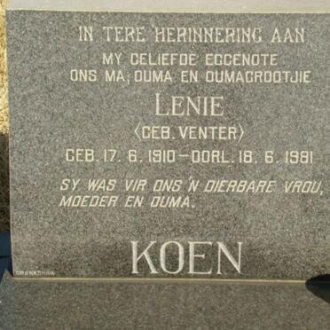 KOEN Lenie nee VENTER 1910-1981