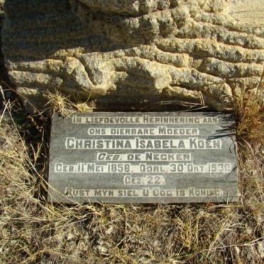 KOEN Christina Isabela nee DE NEKKER 1858-1930