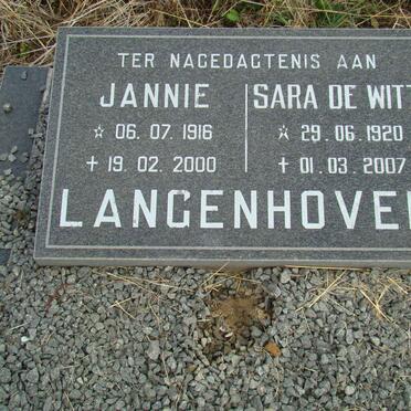 LANGENHOVEN Jannie 1916-2000 &amp; Sara DE WITT 1920-2007