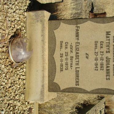 LOURENS Matthys Johannes 1862-1942 &amp; Fanny Elizabeth BOTHA 1875-1939