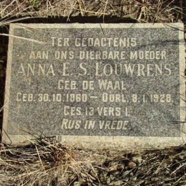 LOUWRENS Anna E.S. nee DE WAAL  1860-1928