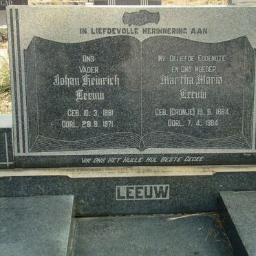 LEEUW Johan Heinrich 1881-1971 &amp; Martha Maria CRONJE 1884-1964