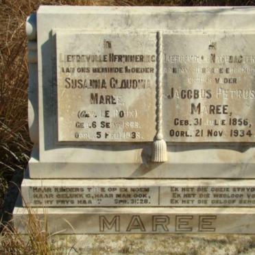 MAREE Jacobus Petrus 1856-1934 &amp; Susanna Glaudina LE ROUX 1863-1938