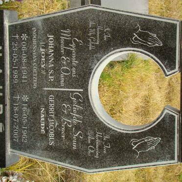 NAUDE Gerrit Jacobus 1962-2007 :: NAUDE Johanna S.P. nee COETZER 1941-1989
