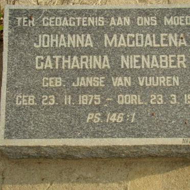 NIENABER Johanna Magdalena Catharina nee JANSE VAN VUUREN 1875-1957