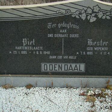 ODENDAAL Piet 1885-1948 &amp; Hester WEPENER 1885-1970