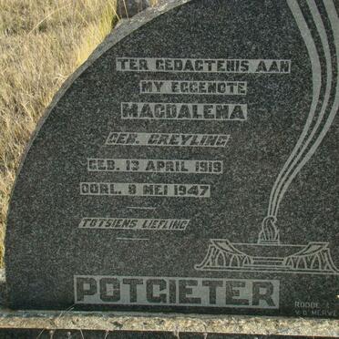 POTGIETER Magdalena nee GREYLING 1919-1947