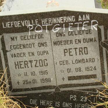 POTGIETER Hertzog 1915-1998 &amp; Petro LOMBARD 1924-