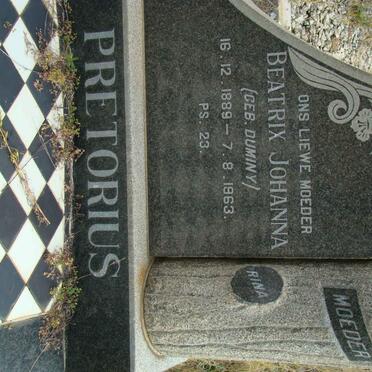 PRETORIUS Beatrix Johanna nee DUMINY 1889-1963