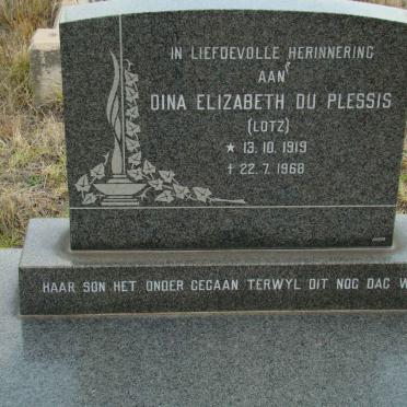 PLESSIS Dina Elizabeth, du nee LOTZ 1919-1968