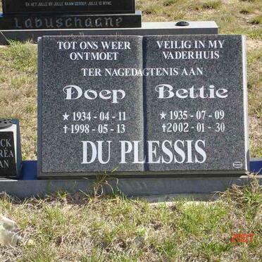 PLESSIS Doep, du 1934-1998 &amp; Bettie 1935-2002