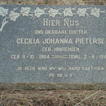 PIETERSE Cecilia Johanna nee HINRICHSEN 1904-1946