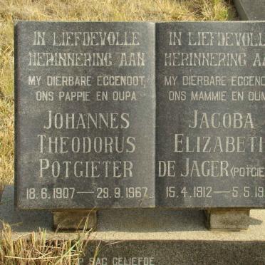 POTGIETER Johannes Theodorus 1907-1967 &amp; Jacoba Elizabeth DE JAGER 1912-1983