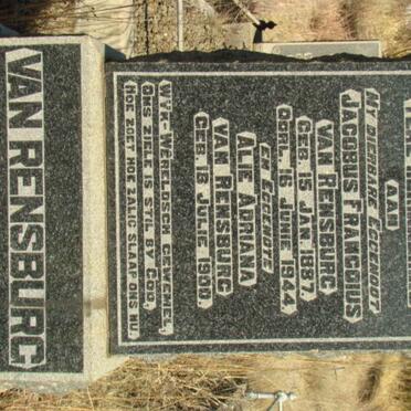 RENSBURG Jacobus Francoius, van 1887-1944 &amp; Alie Adriana 1900-