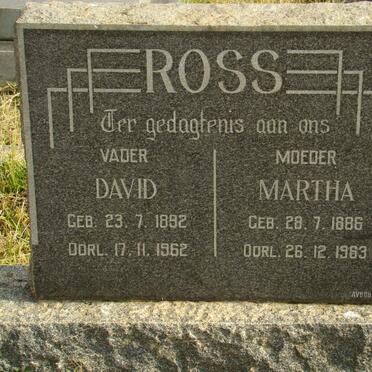 ROSS David 1892-1962 &amp; Martha 1886-1963