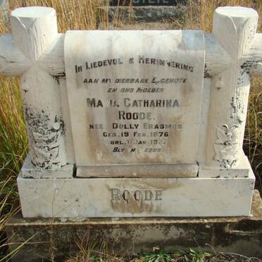 ROODE Maria Catharina nee ERASMUS 1876-1922