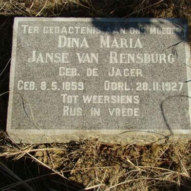 RENSBURG Dina Maria, Janse van nee DE JAGER 1859-1927