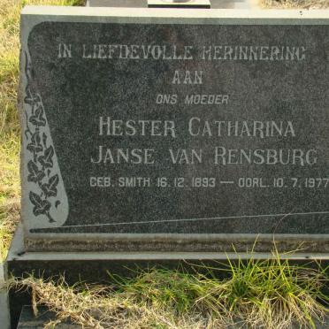 RENSBURG Hester Catharina, Janse van nee SMITH 1893-1977