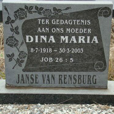 RENSBURG Dina Maria, Janse van 1918-2003