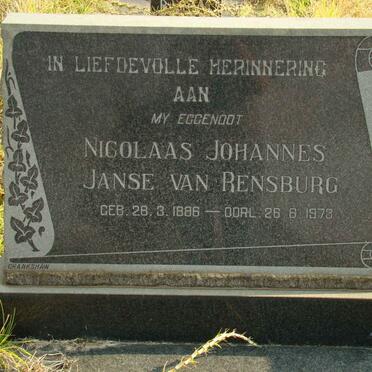 RENSBURG Nicolaas Johannes, Janse van 1886-1973