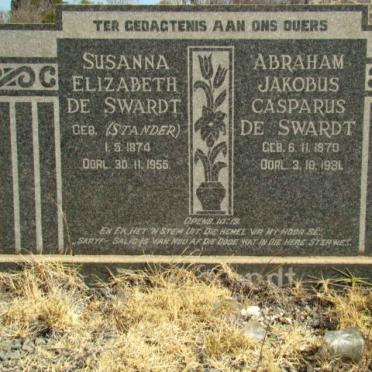 SWARDT Abraham Jakobus Casparus, de 1870-1931 &amp; Susanna Elizabeth STANDER 1874-1955