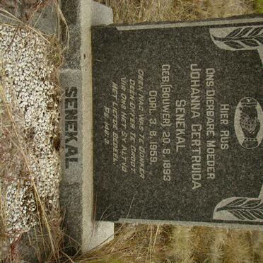 SENEKAL Johanna Gertruida nee BOUWER 1893-1959